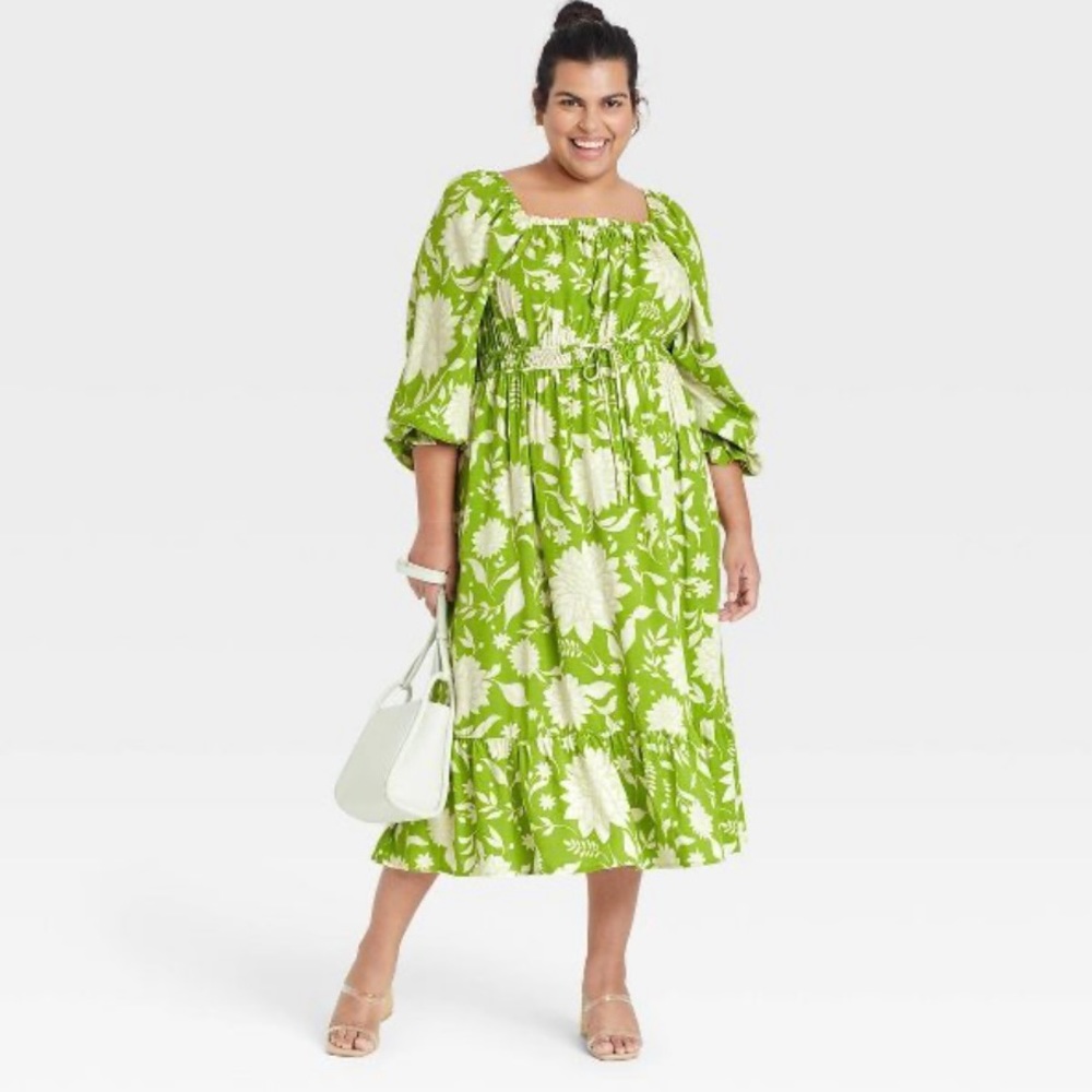 Bright Summer Long Sleeve Dress, Size XXL
